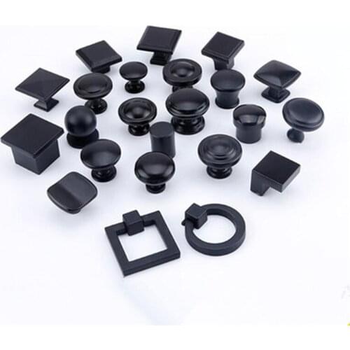 Drawer Single Handle Black American Cabinet Wardrobe Door Handle Modern Minimalist Small Ring Cabinet Single Hole Round Handle