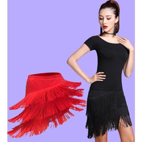 Girls Latin Dance Performances Tassel Skirt Adult Children Practise Dance Skirt Dance Fringe Skirt Latin Ballroom Costume