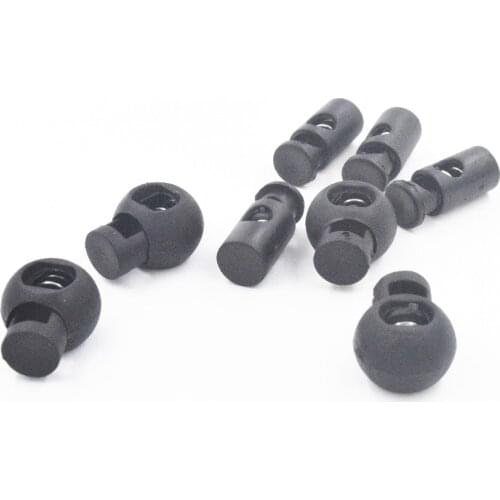 10Pcs Blac Plastic Toggle Spring Clasp Stop Single Hole String Cord Locks