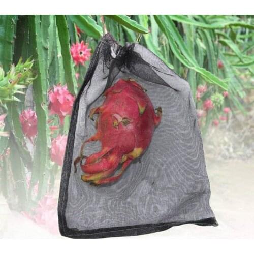 100PCS Fruit Grow Bags Anti Bird Drawstring Netting Garden Mesh Bag Agriculture Pest Control Pitaya Grapes Reusble Black Bag