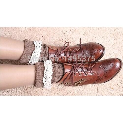 120pairs/lot New Fashion women knitted lace cotton boot cuffs sock leg warmer