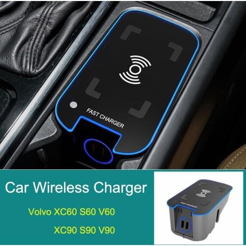 15W For Volvo XC60 S60 V60 C60 XC90 S90 V90 2018 2019 2020 car QI wireless charger usb mobile phone fast charging accessories