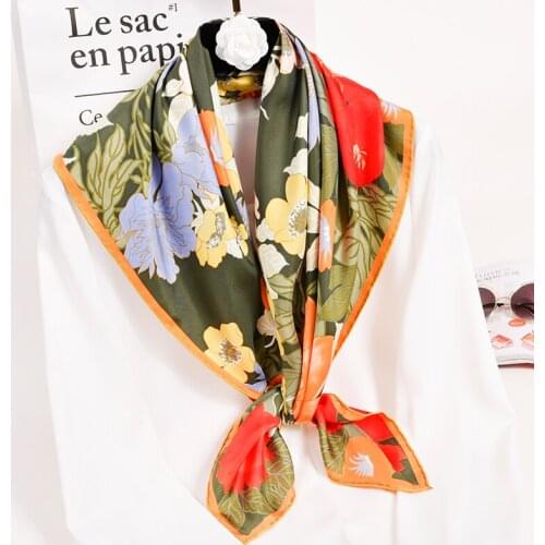 2021 100% Silk Square Scarves Women Printed Wrap Hangzhou Silk Bandana Foulard Femme Kerchief 16mm Real Silk Neck Scarf 88*88cm