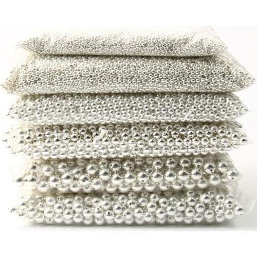 3 4 6 8 10 12mm 30-500PCS Silver Plated CCB Round Seed CCB Plastic Round Seed Spacer Beads Loose Beads Jewelry making DIY M102