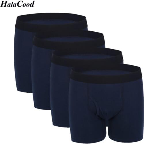 4Pcs/lot Long Boxers Mens Large Underwear Cotton Quality Boxers Fashion Panties Male Underwear Home Casual Compression Brand Man
