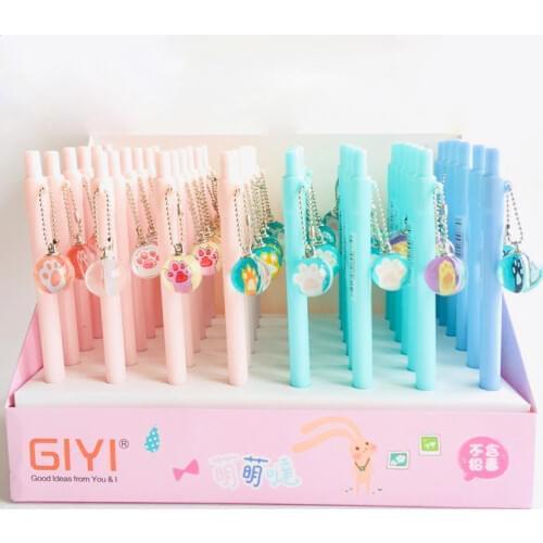 48pcs kawaii korean mechanical pencils cute glass ball cat claw pendant automatic pencils for kids stationary school supplies