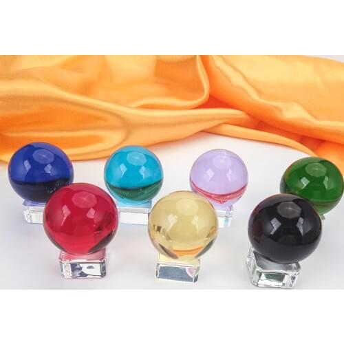 70mm Seven Colors Natural Quartz Magic Crystal Ball with Transparent Stand Feng Shui Ball&Globe for Home Decoration&Gifts