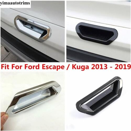 ABS Chrome / Carbon Fiber Exterior Rear Trunk Tail Door Handle Catch Cover Trim Accessories For Ford Escape / Kuga 2013 - 2019