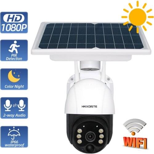 AHCVBIVN Wifi Version 1080P HD Solar Panel Outdoor Surveillance Waterproof CCTV Camera Smart Home Two-way Voice Intrusion Alarm