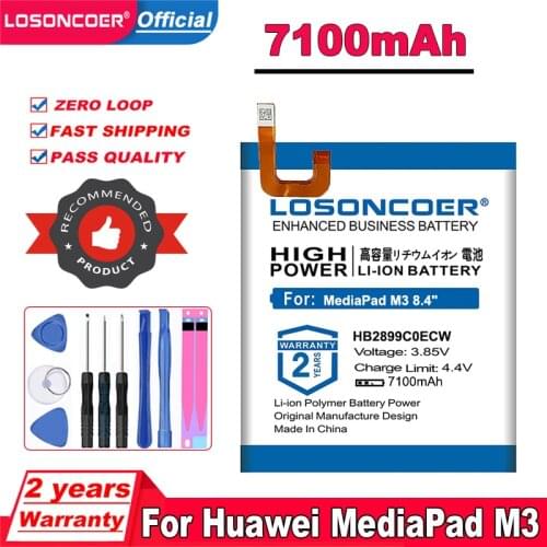 LOSONCOER HB2899C0ECW 6600mAh Replacement Tablet Battery For Huawei MediaPad M3 8.4" BTV-W09 BTV-DL09 SHT-AL09 SHT-W09