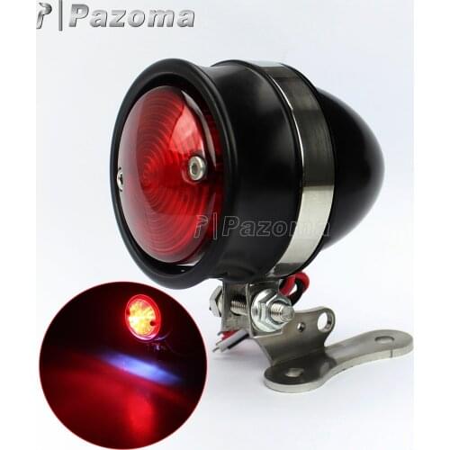 Aluminum Brat Style Black Stop Tail Light Motorcycle Brake Rear Light Number Plate Light for Harley Streetfighter Bobber Chopper