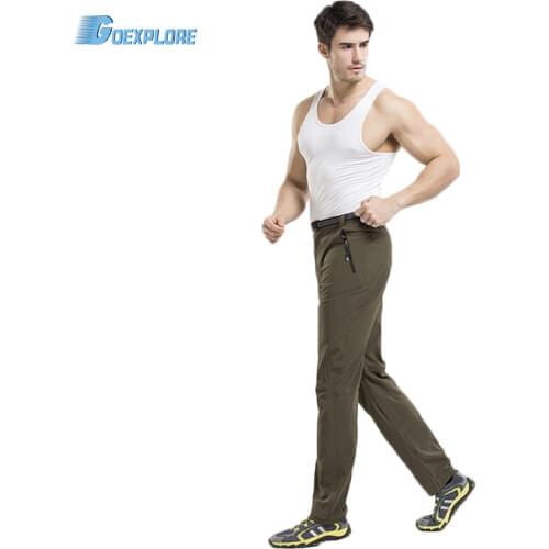 Goexplore Quick Dry Pants Men Summer Breathable elastic waist Camping Trousers Removable Trekking Hunting Hiking Pants For Male