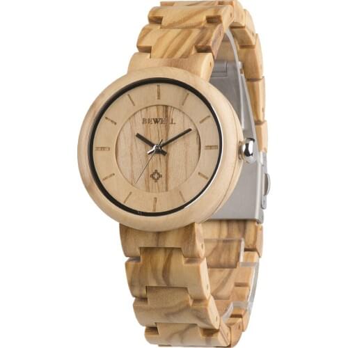 Bewell Wooden Watches for Women Luxury Brand Ladies Dress Watches Fashion Quartz Wristwatches relogio feminino Clock ZS-W155A