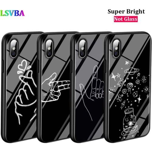 Black Cover Abstract Line art for iPhone 11 11Pro X XR XS Max for iPhone 8 7 6 6S Plus 5S 5 SE Glossy Phone Case