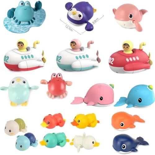 Baby Swimming Pool Shower Bath toys Cute Animal Duck Wind Up Chain Bathing Clockwork Bathroom Game Water Beach Toys for Kid 040L