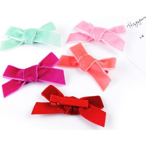New Hair Accessories Kids Velvet Hair Bows For Girls Solid Knot Hair Clips Baby Mini Hairpins Handmade Barrettes Headwear