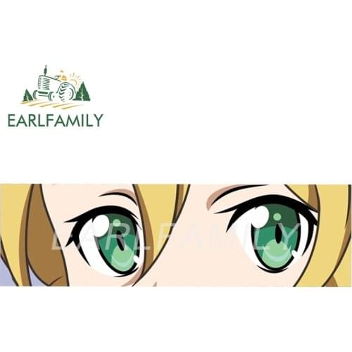 EARLFAMILY 15cm x 4.5cm Anime Leafa Eye Slap Car Sticker JDM Auto Helmet Motorcycle Decal Classic Cartoon Peek Girl Eyes