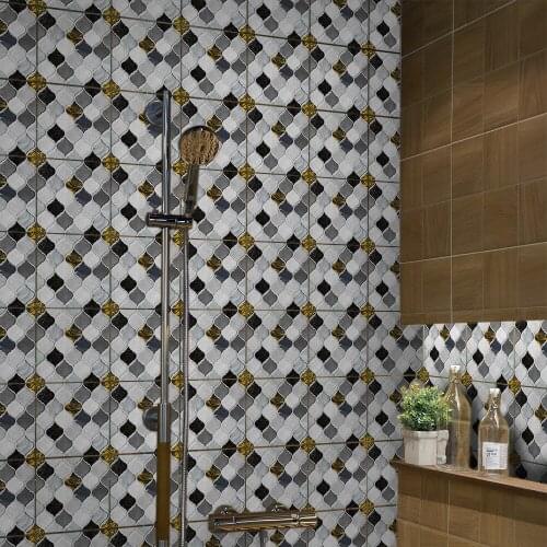 Funlife® Black and White Vin Mosaic Wall Sticker Removable Oil Proof DIY Tile Sticker for Bathroom Kitchen Backsplash Floor Wall