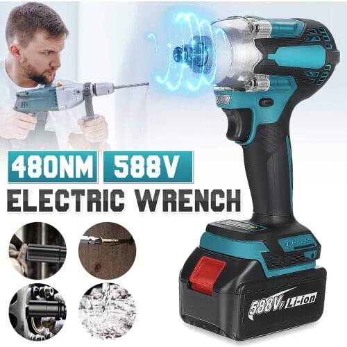 588VF 480N.m Brushless Electric Impact Wrench Cordless Wrench with1/2 Battery Power Tools Rechargeable for Makita 18V Battery