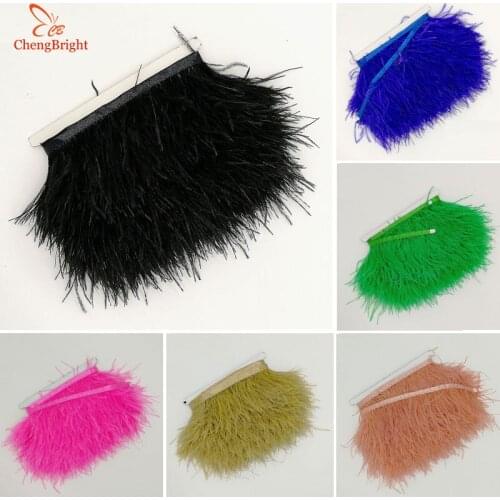 CHENGVRIGHT 1 Yards Ostrich Feather Trim Cloth Sideband 8-10cm Wide Suitable For Skirts / Dresses / Apparel Party DIY Crafts