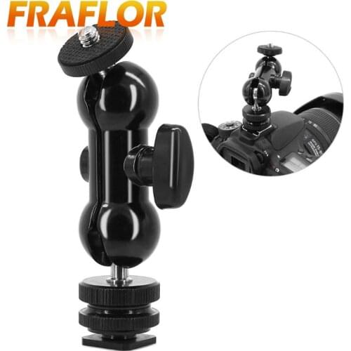 Multi-function Double Ballhead Mount With Hot shoe 1/4 Camera Screw Tripod Magic Arm Mini Ball Head Equipment Universal Bracket