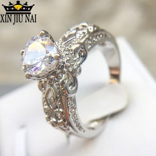 Hot Fashion Heart-shaped Rings inlaid AAA Zircon Euramerican Elegant Female Hollow Design Zircon Wedding Rings Jewelry anillos