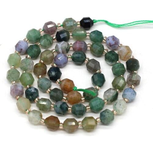 Natural Stones Indian Agate Beaded Exquisite Olive Shape Faceted Energy Column Beads For Women DIY Jewelry Making Bracelet 6mm