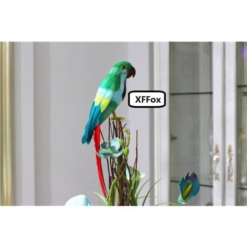 New real life green&blue parrot model foam&feather parrot bird gift about 40cm xf2601