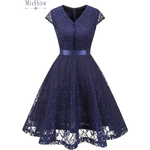 2020 New Cocktail Dresses Floral Lace Retro Robe Vintage Rockabilly Plus Size Evening Party Dress Prom Homecoming Dresses