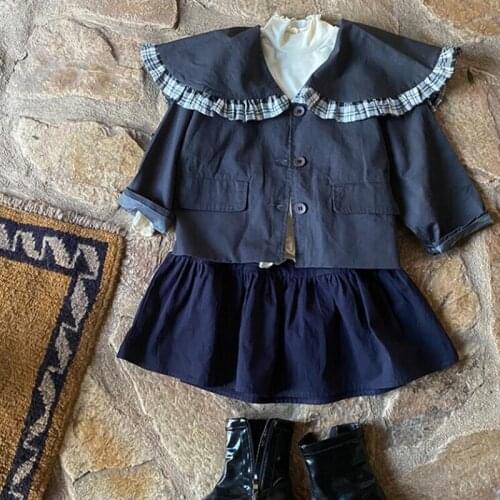 BOBOTCNUNU New Kids Blouses Girls Long Sleeve Shirts Spring Autumn Plaid Lotus Leaf Collar Clothes Toddlers Girl Fashion Blouses