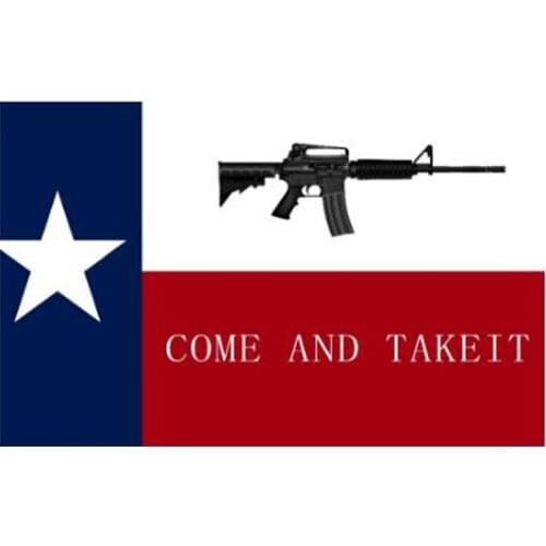 Jennifer Texas state flag with Texas M4 Machine Gun Come and Take it Flag