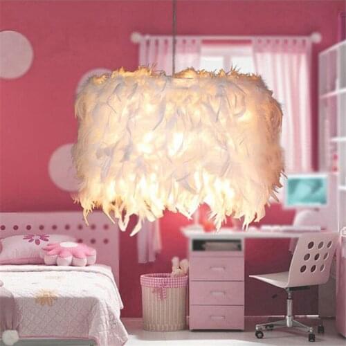 Pendant lights White feather light lamp droplight contemporary contracted light Warm romantic wedding room lamp kids lamp ZL340