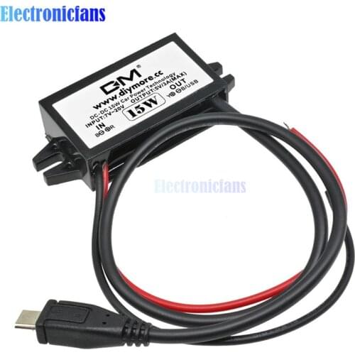 12V to 5V 3A 15W Converter Module Micro USB DC-DC Car Power Step Down Power Output Adapter High Conversion Efficiency For Car