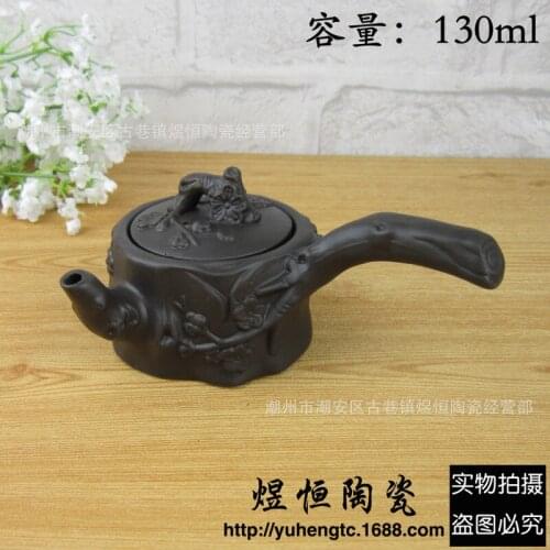 Of direct selling wholesale chaozhou kungfu tea pot cross the long handle pot recommended archaize carving mei pot