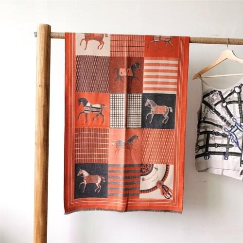 Luxury brand Winter Scarf Women Cashmere Warm Pashmina Foulard Lady Luxury Horse Scarves Wraps Thick Soft Shawls Bufanda Stoles