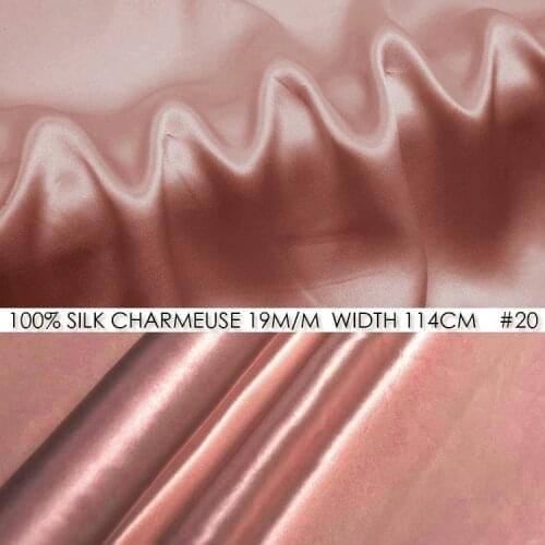 CISULI 100% SILK CHARMEUSE SATIN 114cm width 19mommes Pure Mulberry Silk Fabric for Patchwork Telas Office Dress Pale Pink NO 20