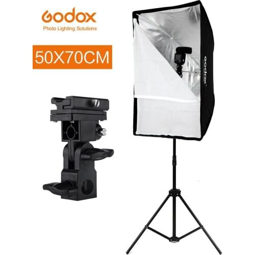 Godox 50 x 70cm Umbrella Softbox with 2m Light Stand Type-B Hot Shoe Holder Bracket Kit for Canon Nikon Godox Speedlite Flash
