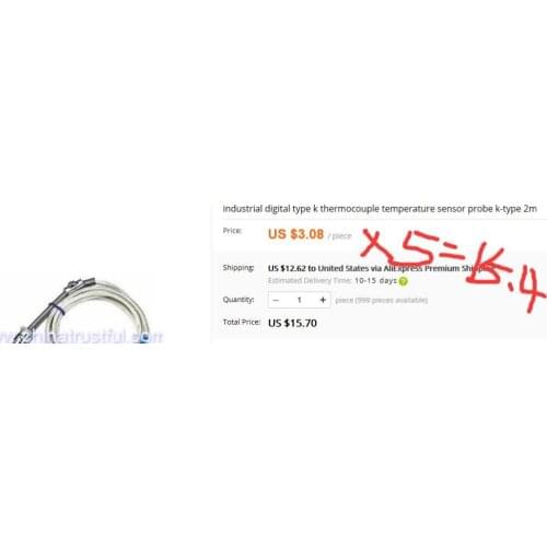 Type k thermocouple 2m (5PCS)and BF-1 air controller (1PCS) to moldova with DHL price