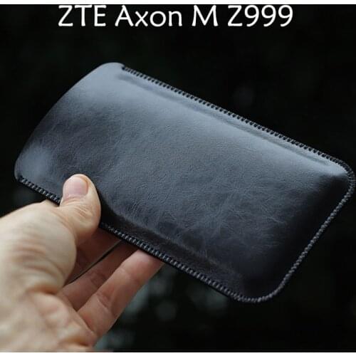 M Universal Fillet holster Phone Straight leather case retro simple style for ZTE Axon M Z999 Mobile Phone pouch