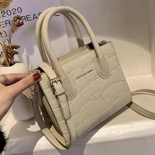 Vintage Stone Pattern Small PU Leather Crossbody Bags for Women 2021 Winter Shoulder Tote Bag Ladies Handbags and Purses Girl