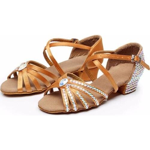 Top Quality Latin Dance Shoes with Diamond Children Adault Latin Shoes Soft Bottom Training Shoes Girls Ladies Ballroom C26