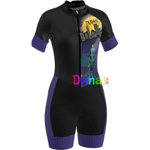 DUNAS New Womens Professional Short-Sleeved Cycling Jersey Suit Sweatshirt Apparel Ciclismo Racing Cycling Jersey Jumpsuit 9D L