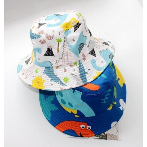 1pcs Dinosaur Print Baby Hat Cartoon Cotton Bucket Hat Kids Summer Sun Cap Toddler Boys Girls Hats