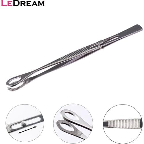 1PC Tattoo Positioning Plier Stainless Steel Sterile Slotted Round Navel Forceps Clamp Plier Ear Nose Tattoo Piercing Tools
