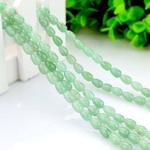 1 Strand Natural Green Aventurine Smooth Teardrop Point Top Drilled 6*9MM Loose Stone Beads 15 Inch for Jewelry Craft Making