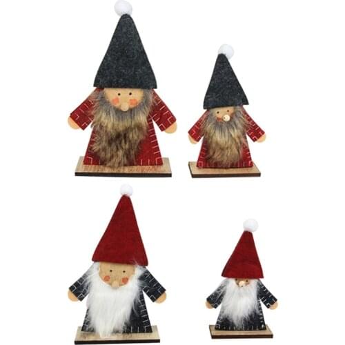 2Pcs Christmas Wooden Gnome Ornaments with Base Swedish Scandinavian Santa Elf Tabletop Decoration for Xmas Holiday