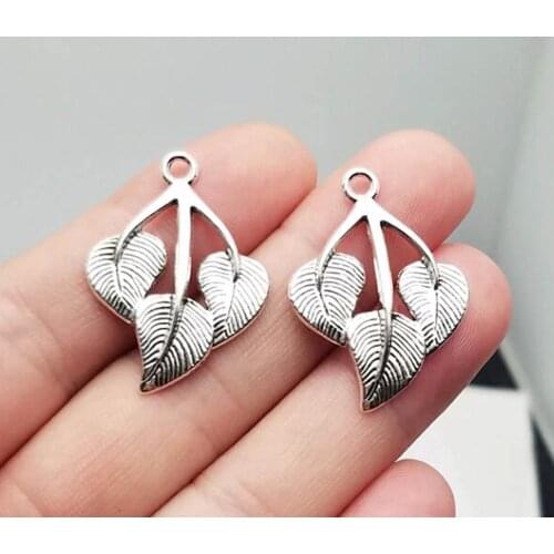 20pcs/lot--31x22mm, Antique silver plated leaf branch charms,DIY supplies,Jewelry accessories