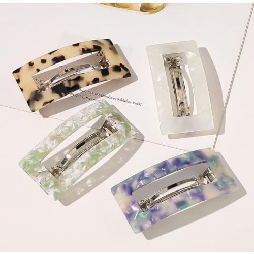 2020 Vintage Leopard Acetate Hair Clips Korean Fashion Girls Rectangle Hair Pins Plastic Barrettes Hair Styling Accessories
