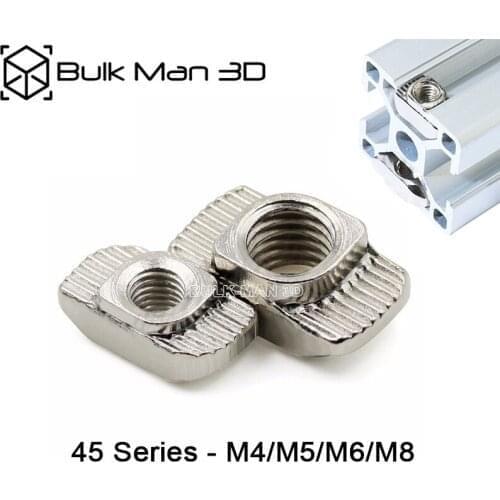 50pcs/Lot M4/M5/M6/M8 For 45 Series Slot T-Nut Sliding T Nut Hammer Drop In T Nut Fasten Connector Aluminum Extrusions