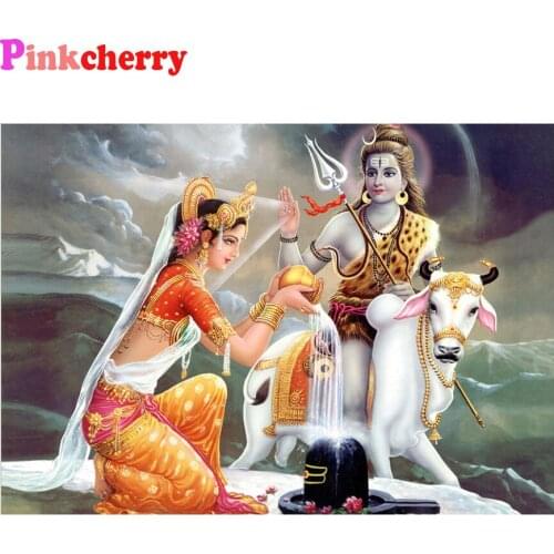 5D Diamond painting Religious Shiva Parvati Ganesha Pictures Full Square Round Diamond Embroidery Mosaic Cross stitch Gift Kits